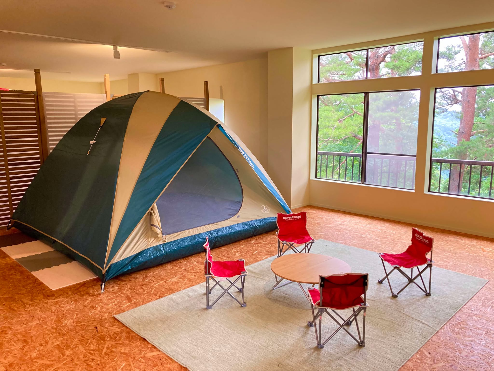 ▲越後妻有大厳寺高原キャンプ場キャンプ場|大厳寺高原|キャンプハウス「インドアキャンプ」